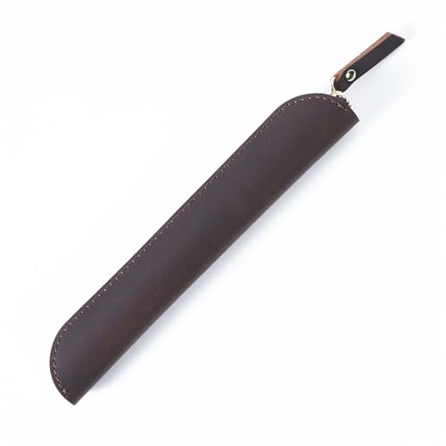 BIRJXVTO Leder Federmäppchen Leder Einfach Mini Retro Stift Stylus Schutzhülle Kompakt Niedlich Stifteetui Zubehörtasche, coffee, 19.5x3cm von BIRJXVTO
