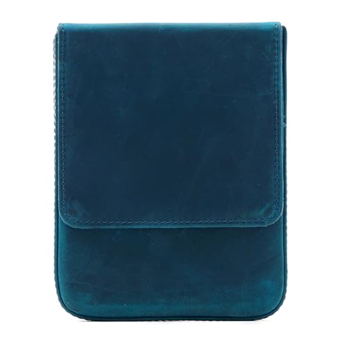 BIRJXVTO Leder-Federmäppchen Unisex Federmäppchen 6 Stück handgefertigte Schublade Student Stift Organizer Zubehörtasche, blau, 16.5x13x3cm von BIRJXVTO