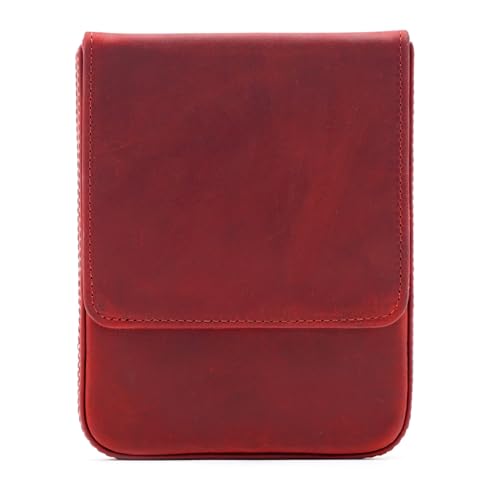 BIRJXVTO Leder-Federmäppchen Unisex Federmäppchen 6 Stück handgefertigte Schublade Student Stift Organizer Zubehörtasche, weinrot, 16.5x13x3cm von BIRJXVTO