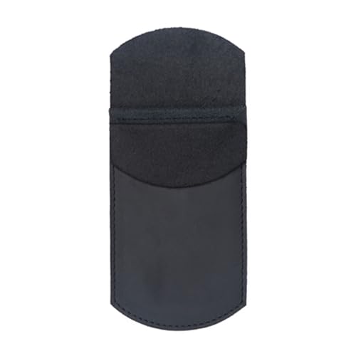 BIRJXVTO Leder Federmäppchen Vintage Leder Stifteetui Aufbewahrung Stifteetui Reine Handarbeit Personalisierte Stiftschoner Zubehörtasche, schwarz, 16.5x7.8cm von BIRJXVTO