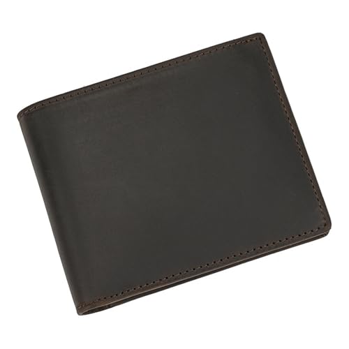 Herren-Geldbörse Vintage Leder Geldbörse Crazy Horse Leder Herren Kurze Geldbörse Rindsleder Dreifach gefaltete Geldbörse Multi-Kartenhalter Geldbörse Münzbörse Dunkelbraun Bifold-Geldbörse für Herren von BIRJXVTO
