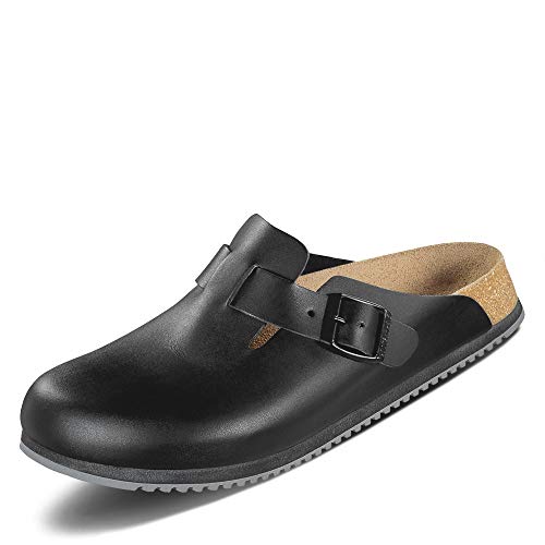 BIRKENSTOCK 060 191 Boston Unisex-Erwachsene Clog Glattleder stabile Laufsohle, Groesse 40, schwarz von BIRKENSTOCK