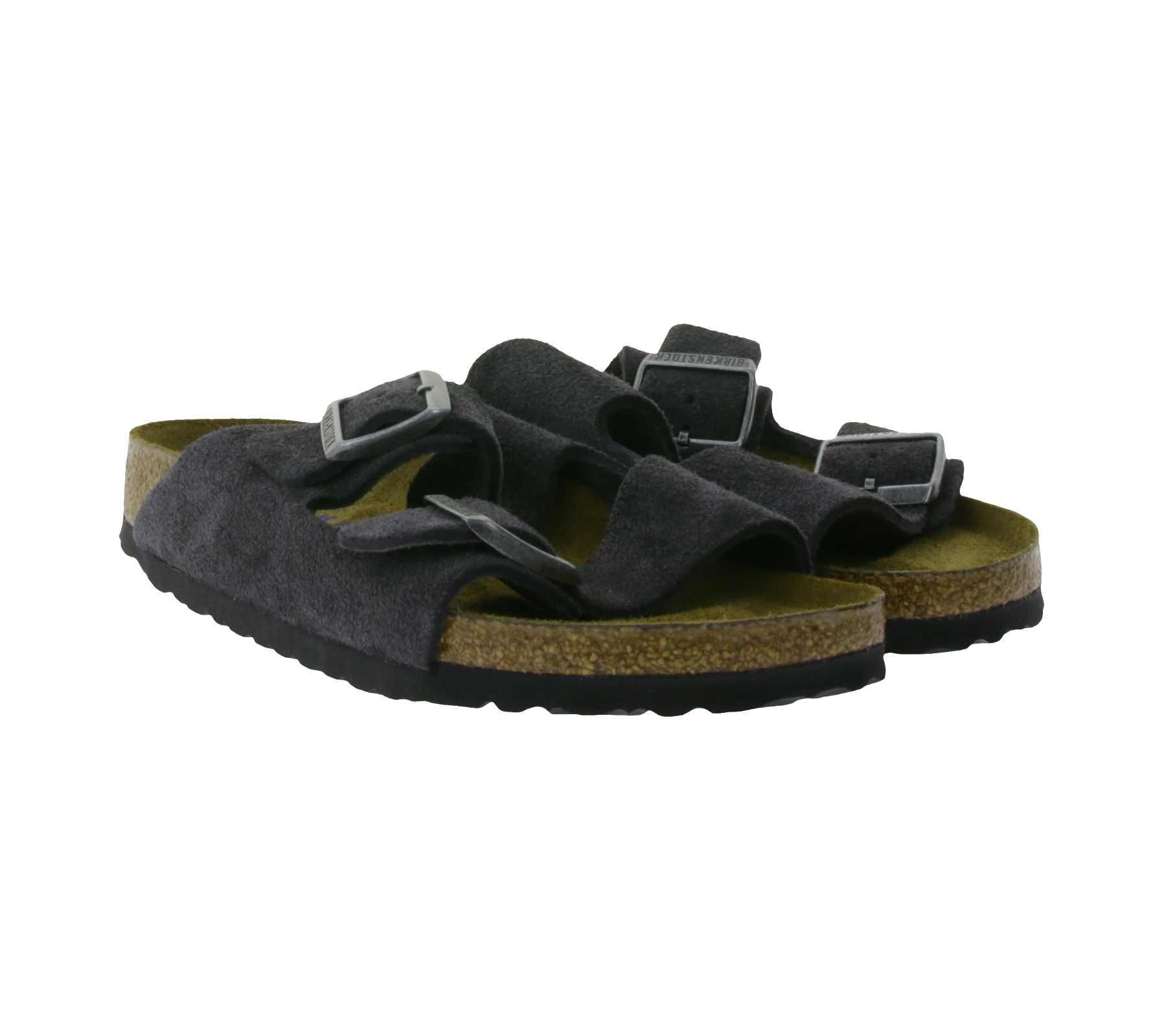 BIRKENSTOCK Arizona BS Damen Pantoletten Made in Germany schmale Breite 0552323 Velvet-Grau von BIRKENSTOCK