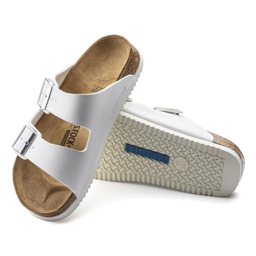 BIRKENSTOCK Arizona Birko-Flor, Unisex-Erwachsene Pantoletten - Schmal - Weiß - Gr 47 von BIRKENSTOCK