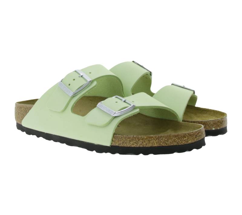 BIRKENSTOCK Arizona Damen Nubukleder-Pantoletten Made in Germany Haus-Schuhe Sommer-Schuhe Schmale Weite Sandalen 1026710 Lime von BIRKENSTOCK