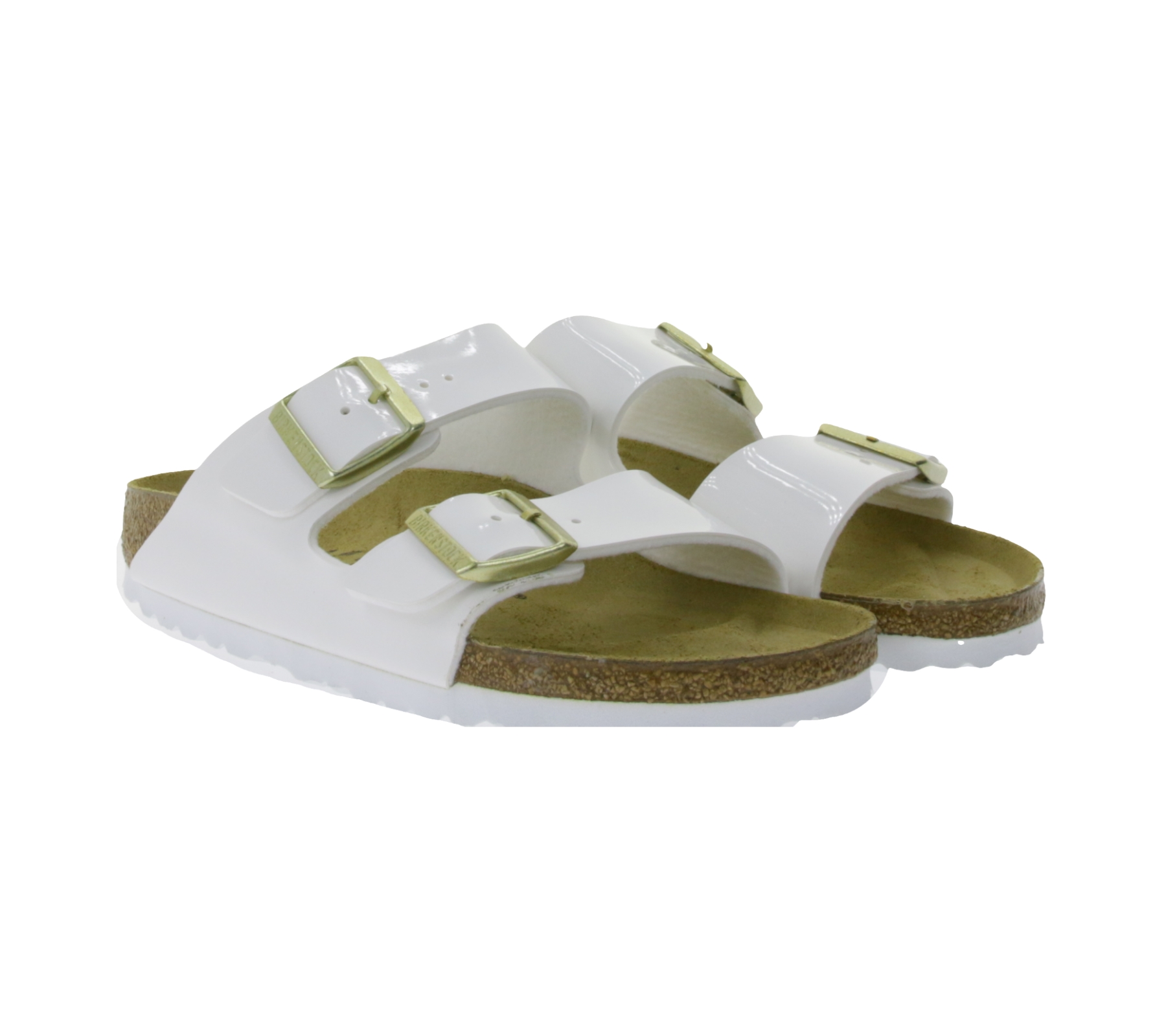 BIRKENSTOCK Arizona Damen Pantoletten Made in Germany schmale Breite 1005294 Weiß-Lack von BIRKENSTOCK