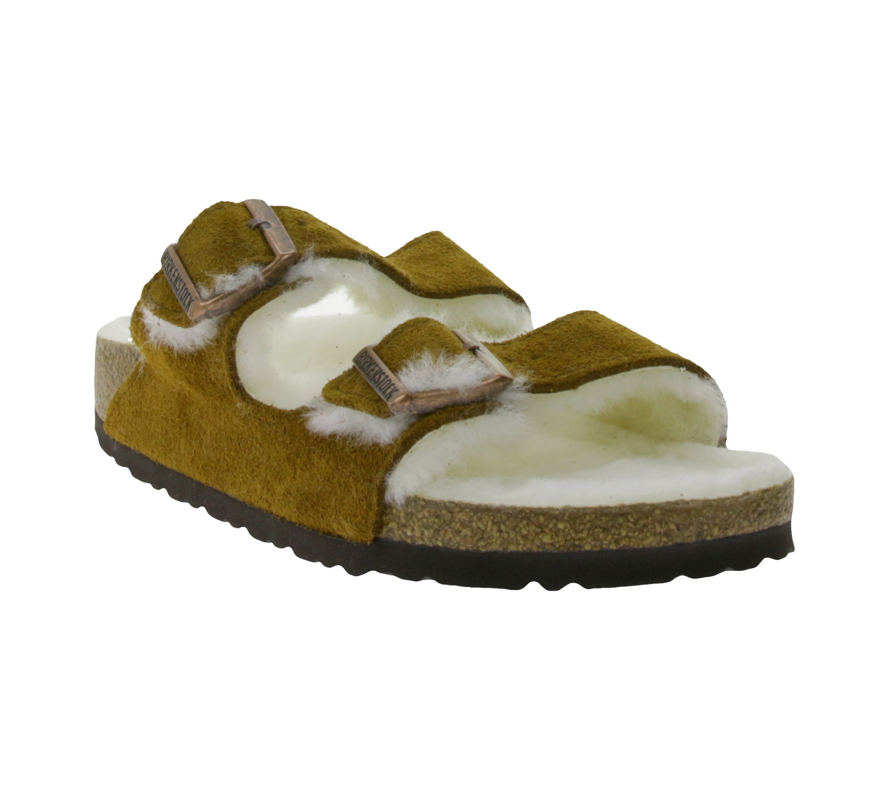 BIRKENSTOCK Arizona Damen Pantoletten mit Fellfutter Made in Germany schmale Breite 1001135 Braun von BIRKENSTOCK