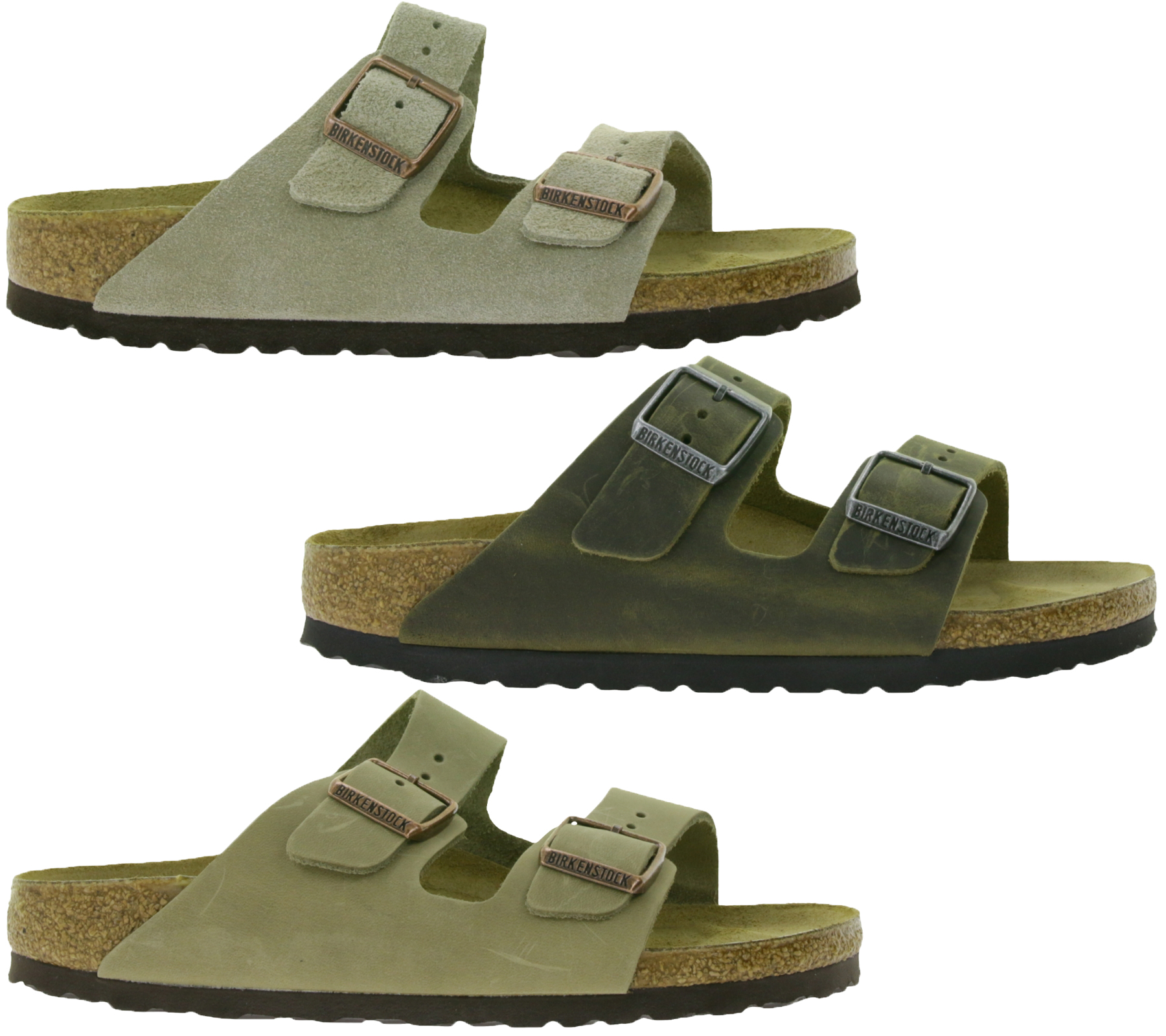 BIRKENSTOCK Arizona Echtleder-Schlappen Damen und Herren Pantoletten Made in Germany Haus-Schuhe schmale Breite 51463, 352203 oder 1027039 in Taupe-Grau, Khaki oder Braun von BIRKENSTOCK