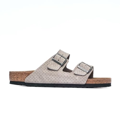 BIRKENSTOCK | Arizona Embossed | Stone Coin | Leder | Weite: Normal | 1026988 | Unisex Sandalen (Stone Coin, EU Schuhgrößensystem, Erwachsene, Numerisch, M, 45) von BIRKENSTOCK