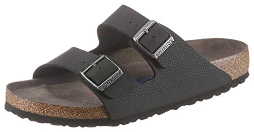 BIRKENSTOCK Arizona Herren Pantolette Softfussbett Birko Flor Desert Soil Black von Birkenstock