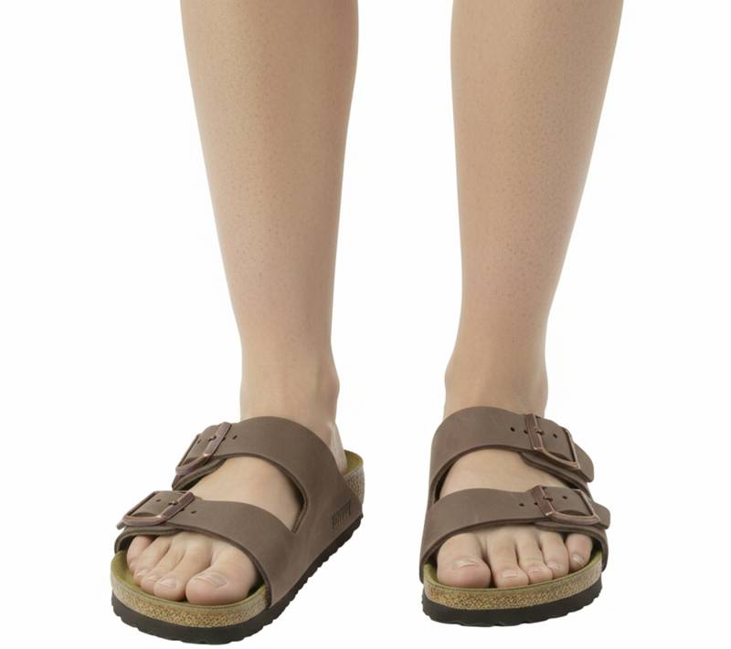 BIRKENSTOCK Arizona Nubukleder-Schlappen Damen und Herren Pantoletten Haus-Schuhe  Made in Germany schmale Breite 352203 Braun von BIRKENSTOCK