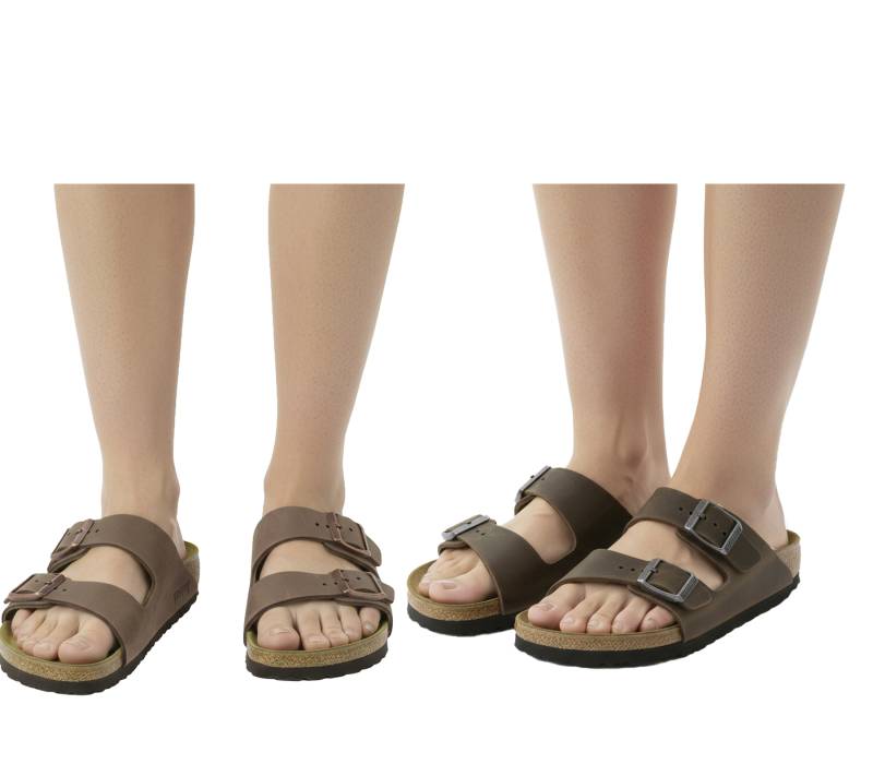 BIRKENSTOCK Arizona Nubukleder-Schlappen Damen und Herren Pantoletten Made in Germany Haus-Schuhe schmale Breite 352203 oder 1027039 in Braun oder Khaki von BIRKENSTOCK