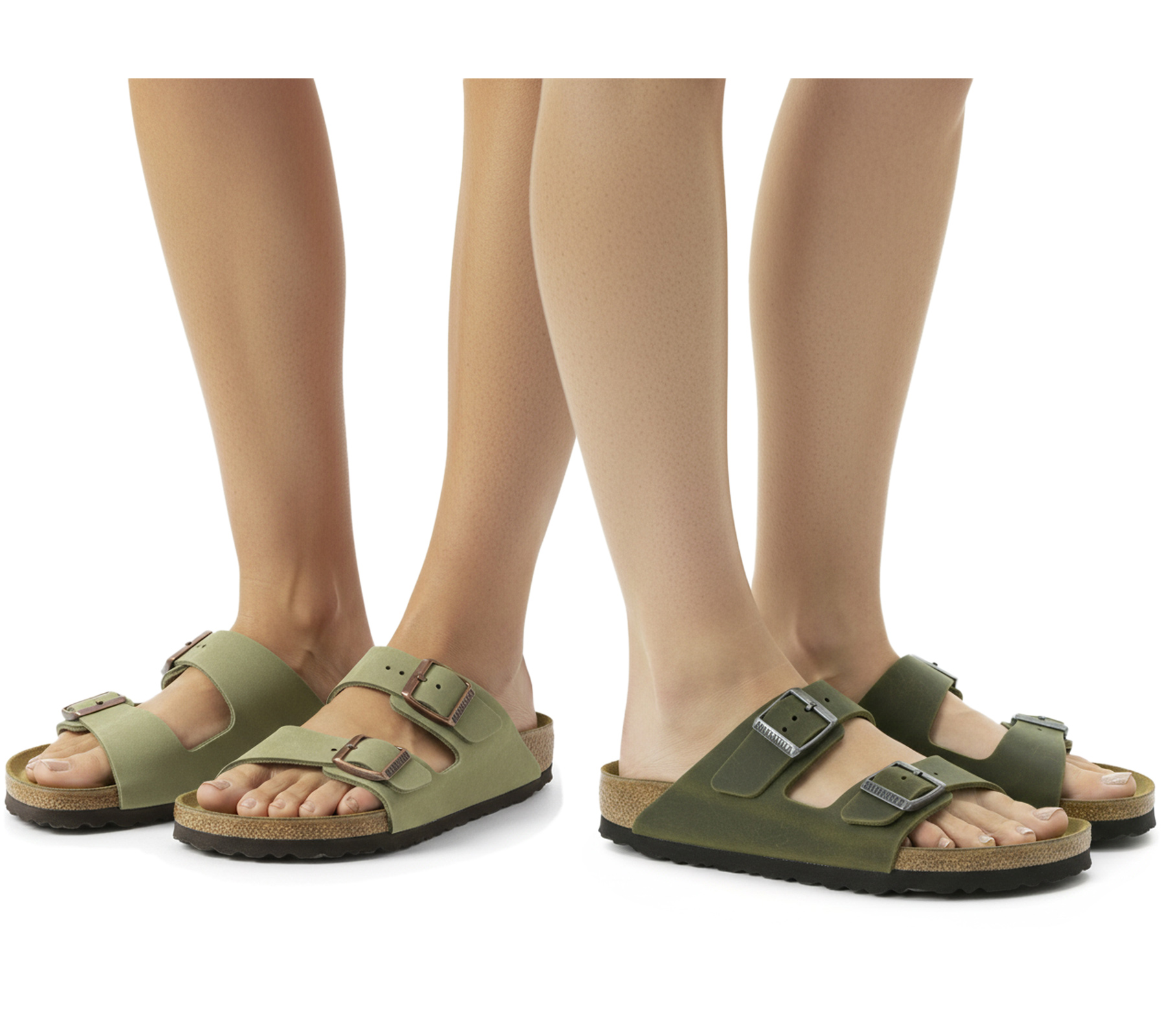 BIRKENSTOCK Arizona Nubukleder-Schlappen Damen und Herren Pantoletten Made in Germany schmale Breite 352203 oder 1027039 in Braun oder Khaki von BIRKENSTOCK