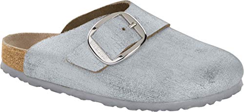 BIRKENSTOCK Basel BB VL Washed Metallic Blue Silver Clogs Damen EU(37) von BIRKENSTOCK