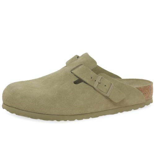 BIRKENSTOCK Boston Faded Khaki Velourleder Clogs Softfußbett Unisex-Erwachsene EU(37) von BIRKENSTOCK