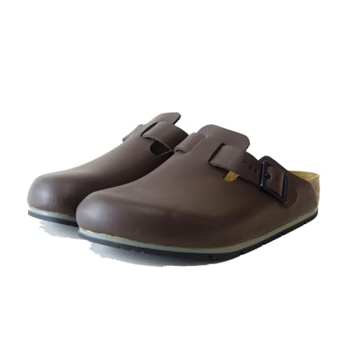 BIRKENSTOCK Boston Pro Leder Clogs - Hochwertige zertifizierte Berufsschuhe für Medizin, Gastronomie und Service, Farbe: Java, Gr: 44 Schmal von BIRKENSTOCK