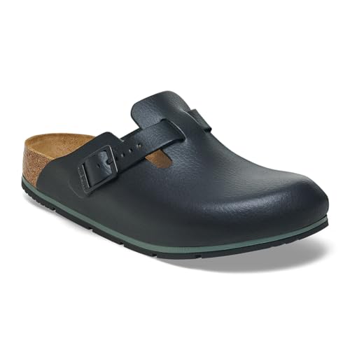 Birkenstock Boston Pro Leder Clogs - Hochwertige zertifizierte Berufsschuhe für Medizin, Gastronomie und Service, Farbe: Schwarz, Gr: 45 Schmal von Birkenstock