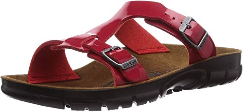 BIRKENSTOCK Classic Sofia Birko-Flor, Damen Pantoletten, 41 EU Schmal, Rot Tango Red Patent von Birkenstock