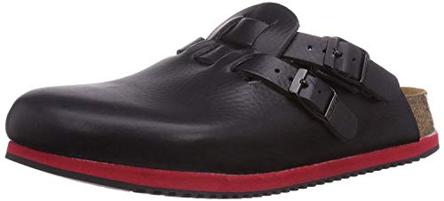 Birkenstock Clog Kay Superlauf, WB, Naturleder, schwarz/rot, schmal, Größe 36 582636-36 (Damen-Clog Sandale Sandalette Pantoffel Pantolette Latsche Halbschuh Ristriemen Clogs Clogen Schluffen) von BIRKENSTOCK