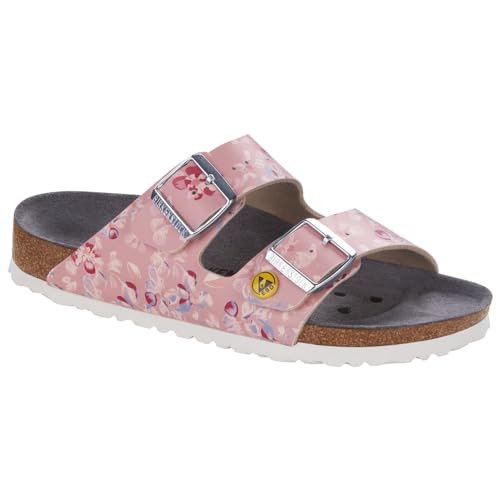 Birkenstock Damen Pantolette Arizona ESD Flower Field Rose 40 von Birkenstock