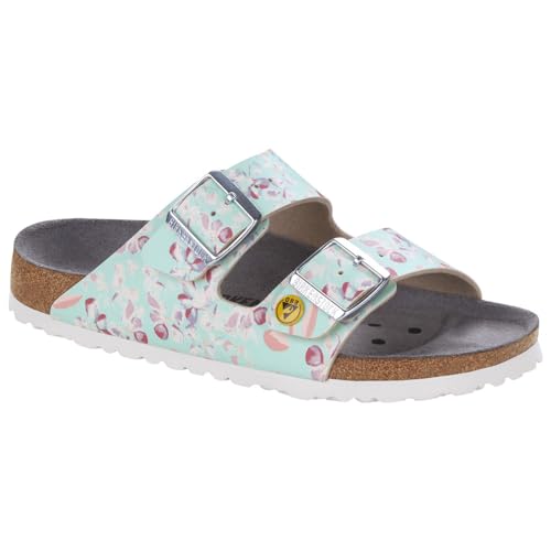 Birkenstock Damen Pantolette Arizona ESD Flower Field Mint 40 von Birkenstock