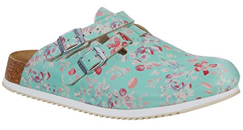 BIRKENSTOCK Damen Clogs Kay SL Birko-Flor schmal 40 EU Schmal Flower Mint von BIRKENSTOCK