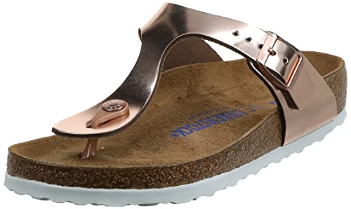 BIRKENSTOCK Damen Gizeh Sfb Leather Zehentrenner, Metallic Copper, 37 EU von BIRKENSTOCK