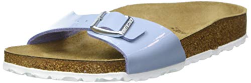 Birkenstock Damen Madrid Sandale, Patent Dove Blue, 40 EU Schmal von BIRKENSTOCK