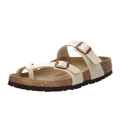 BIRKENSTOCK Damen Pantoletten Sandalen Mayari Pantolette Synthetik Fußbett Bequem Freizeit uni Mayari Pantolette weiß von BIRKENSTOCK