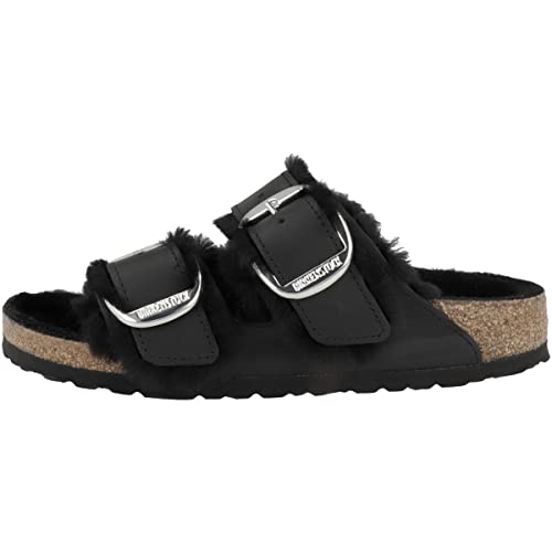 BIRKENSTOCK Damen Sandale Arizona Big Buckle Lammfell Geöltes Nubukleder schmal von BIRKENSTOCK