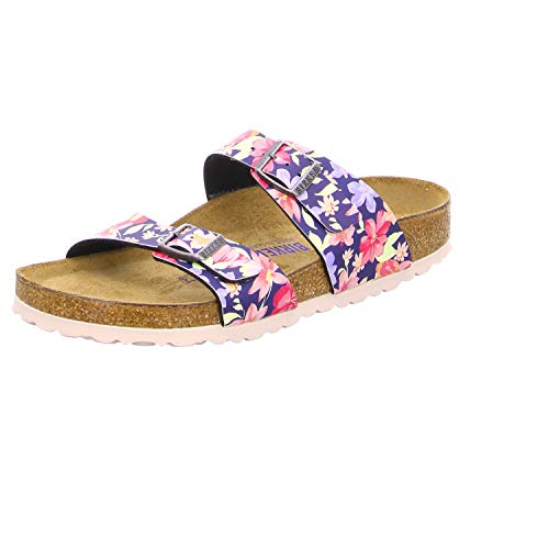 BIRKENSTOCK Damen Sydney SFB Birko-Flor Supernatural Sandal, Super Natural Flower Navy, 36 EU Schmal von Birkenstock