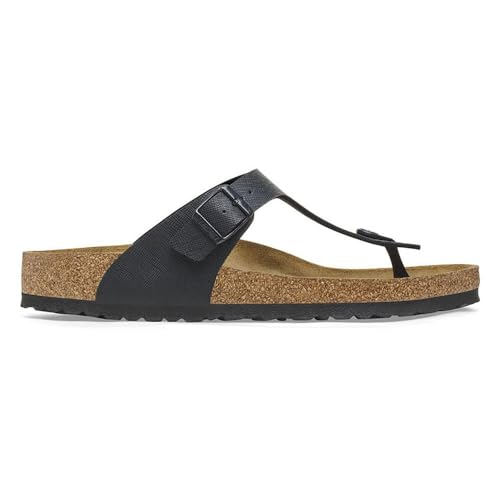 BIRKENSTOCK Gizeh Bf Saffiano Normal Schwarz - Komfortable modische Herren Zehensteg-Sandale, Größe EU 45 - Farbe Saffia von BIRKENSTOCK