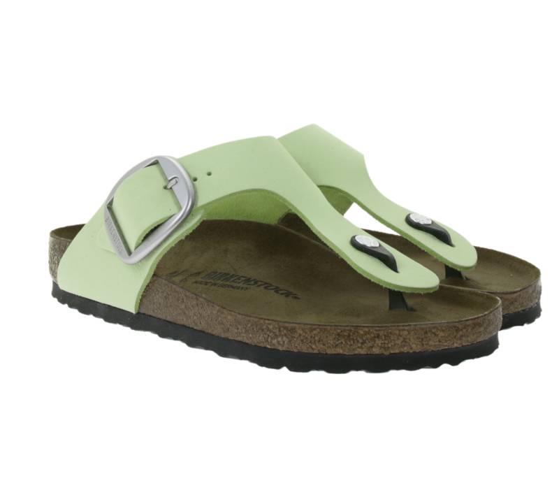 BIRKENSTOCK Gizeh Big Buckle Damen Zehentrenner moderne Nubukleder-Sandalen Made in Germany farbenfrohe Sommer-Schuhe normale Weite 1026575 Grün von BIRKENSTOCK