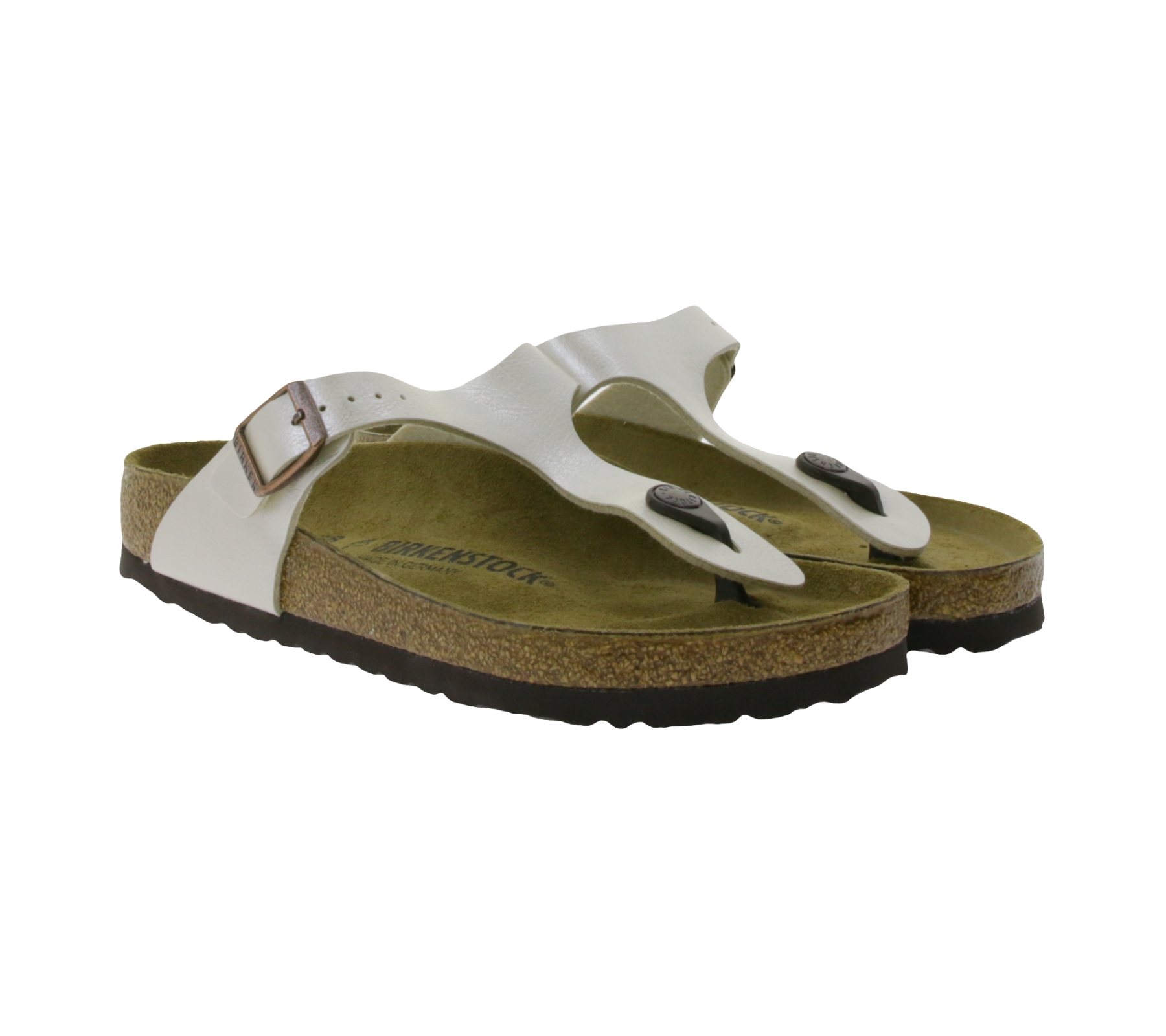 BIRKENSTOCK Gizeh Damen Zehentrenner Made in Germany normale Breite 00943871 Perlweiß von BIRKENSTOCK