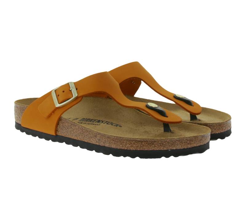 BIRKENSTOCK Gizeh Damen Zehentrenner moderne Nubukleder-Sandalen Made in Germany farbenfrohe Sommer-Schuhe normale Weite 1026584 Orange von BIRKENSTOCK