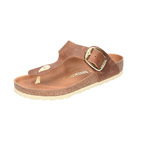 BIRKENSTOCK Gizeh NL Damen,Frauen,Zehentrenner Leder,Glattleder,hochwertig,Sandale,Leder,zeitlos,feine Haptik,Cognac,35 EU von BIRKENSTOCK