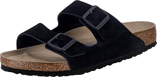 BIRKENSTOCK Herren Pantoletten Sandalen Arizona Pantolette Veloursleder Fußbett Bequem Freizeit uni pantolette arizona normal blau von BIRKENSTOCK