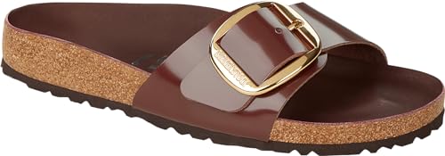 BIRKENSTOCK Madrid Big Buckle Natural Leather Patent Schmale Weite EU 41 von BIRKENSTOCK