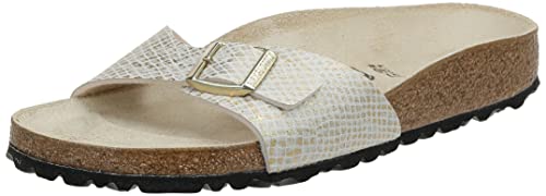 BIRKENSTOCK Madrid MF Damen,Frauen,Sandalen,Synthetik,Krokodilleder-Optik,strapazierfähig,hautfreundlich,Shiny Python Eggshell,43 EU von BIRKENSTOCK