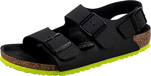 BIRKENSTOCK Milano Kids BF Jungen,Kinder,Sandalen,Synthetik,Weichbettung,Fersenriemen,Klettverschluss,Schnalle,Black Lime,27 EU von BIRKENSTOCK