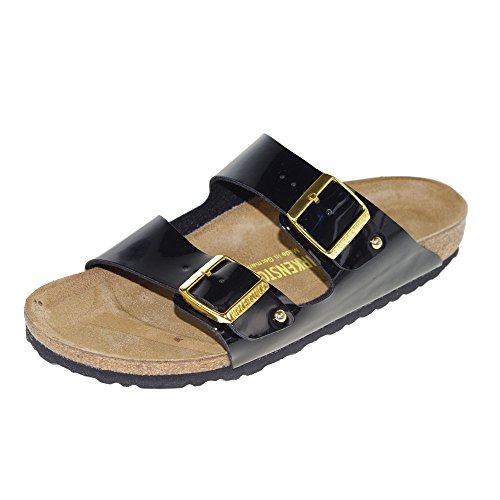 BIRKENSTOCK Pantolette Arizona Studs BF schwarz Lack Gr. 35-43 752613, Größe + Weite:43 schmal von BIRKENSTOCK