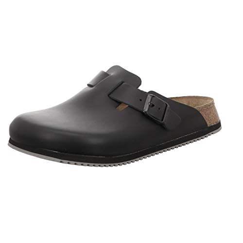 BIRKENSTOCK Boston SL (Superlauf) geschlossener Lederschuh mit normalem Fußbett aus Kork und Verloursleder und Rutschfester Gummi-Eva-Sohle - Modell 60194 - Farbe Schwarz - Größe 36 von BIRKENSTOCK