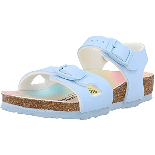 BIRKENSTOCK Rio Kids BF Mädchen,Kinder,Sandalen,Synthetik,pflegeleicht,Fersenriemen,Klettverschluss,Schnalle,Light Blue,29 EU von BIRKENSTOCK