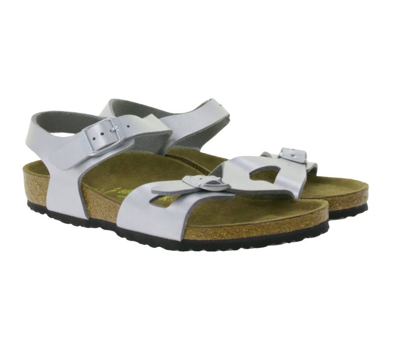 BIRKENSTOCK Rio Kinder Sandaletten Made in Germany Sommer-Schuhe Mädchen Sandalen Schmale Weite 731483 Silber von BIRKENSTOCK