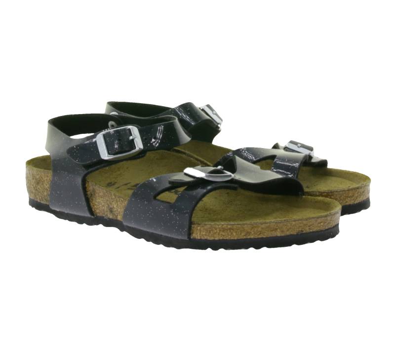BIRKENSTOCK Rio Kinder moderne Pantoletten Made in Germany Sommer-Schuhe coole Schlappen Schmale Weite 1003237 Schwarz von BIRKENSTOCK