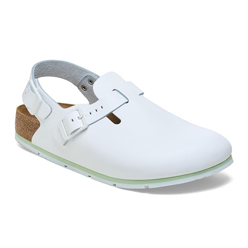 Birkenstock Tokio Pro Leder Clogs - Hochwertige Unisex Freizeit- und Berufsschuhe für Medizin, Gastronomie und Service, Farbe: White, Gr: 39 Schmal von Birkenstock