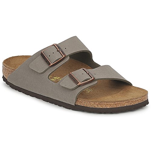 BIRKENSTOCK Classic Arizona Birko-Flor, Unisex-Erwachsene Pantoletten, Grau (Stone), 46 EU von Birkenstock