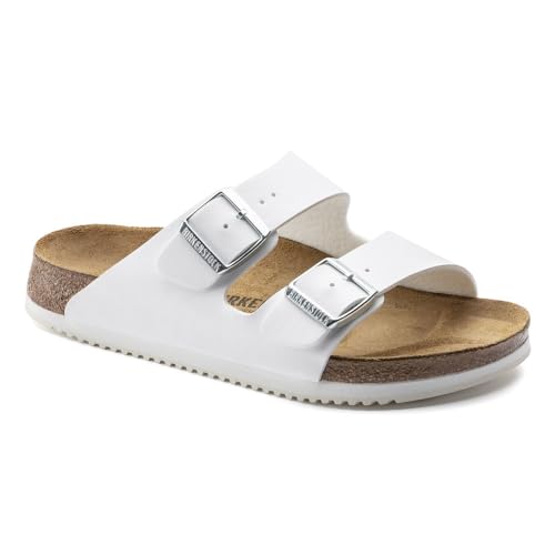 BIRKENSTOCK Sandale Arizona Superlauf, Birko-Flor, weiß, Weite normal, Größe 41 1018220-41 (Pantolette Schuh Halbschuh Latsche Zweischnaller Berufsschuh Schuhe Birki Arizona Slipper Pantoffel) von BIRKENSTOCK