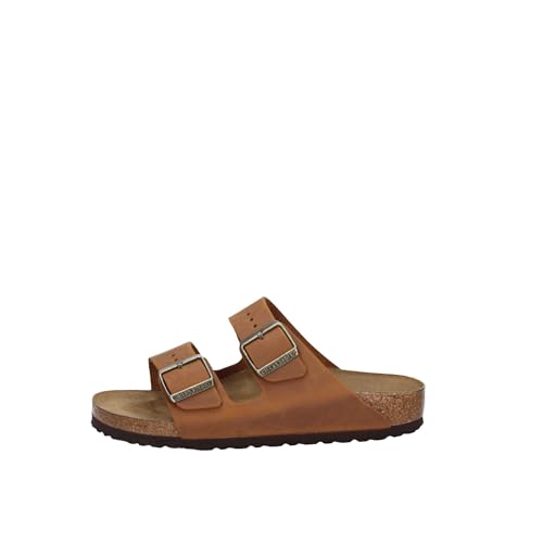 Birkenstock Unisex Erwachsene Sandale Arizona geöltes Naturleder schmal Braun 37 von BIRKENSTOCK