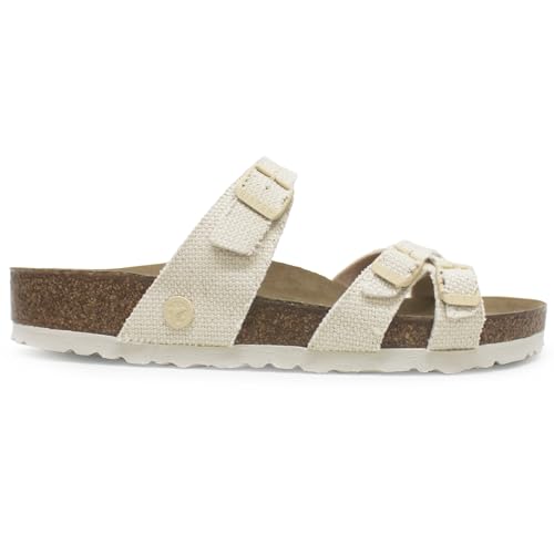 Birkenstock Unisex Franca Rivet Logo Textile Vegan Canvas Eggshell Sandalen 41 EU von Birkenstock
